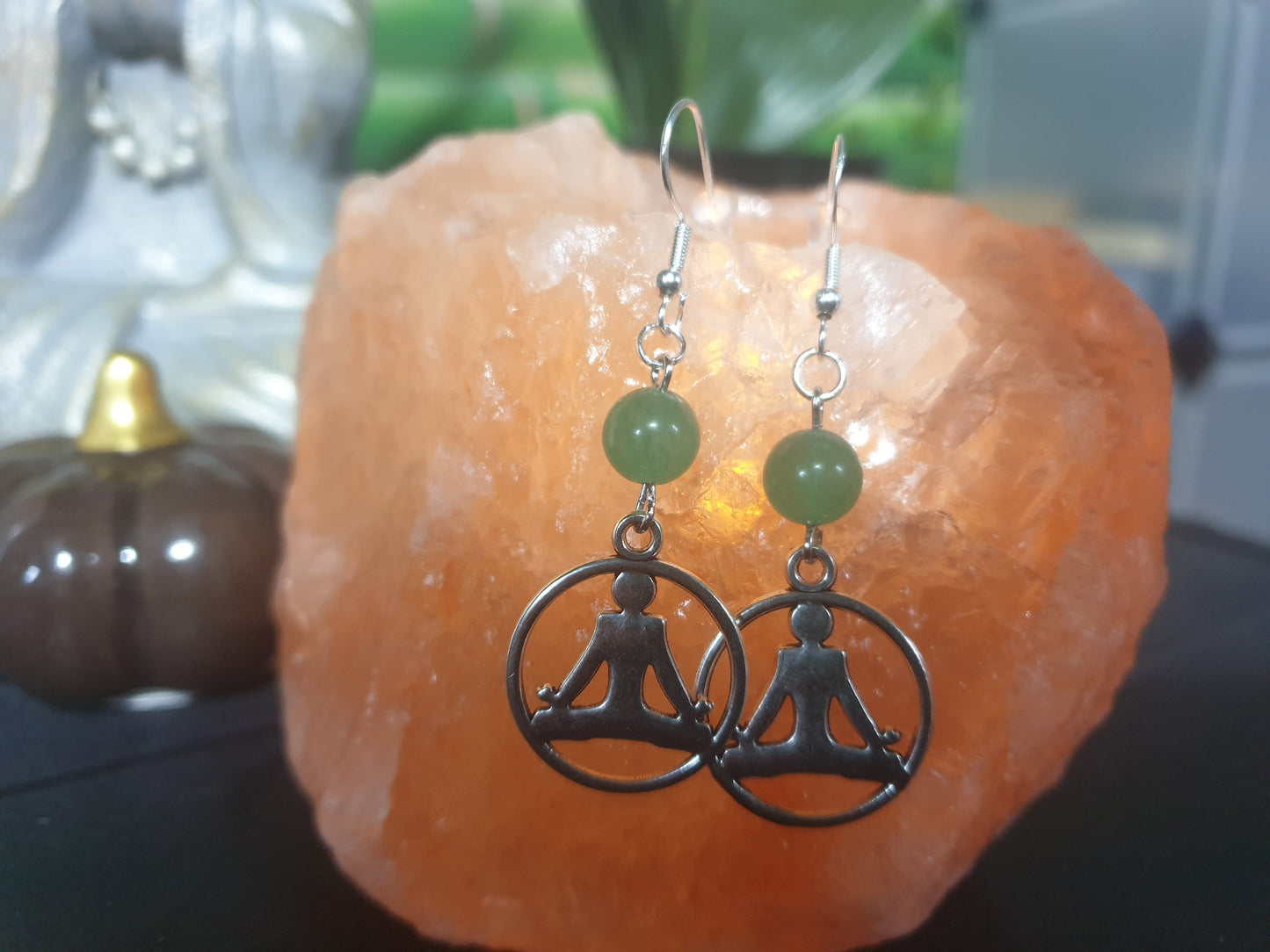 Boucles d'oreilles pierre Aventurine Verte Arbre de vie