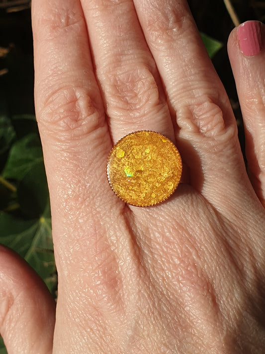 Bague ronde dorée jaune