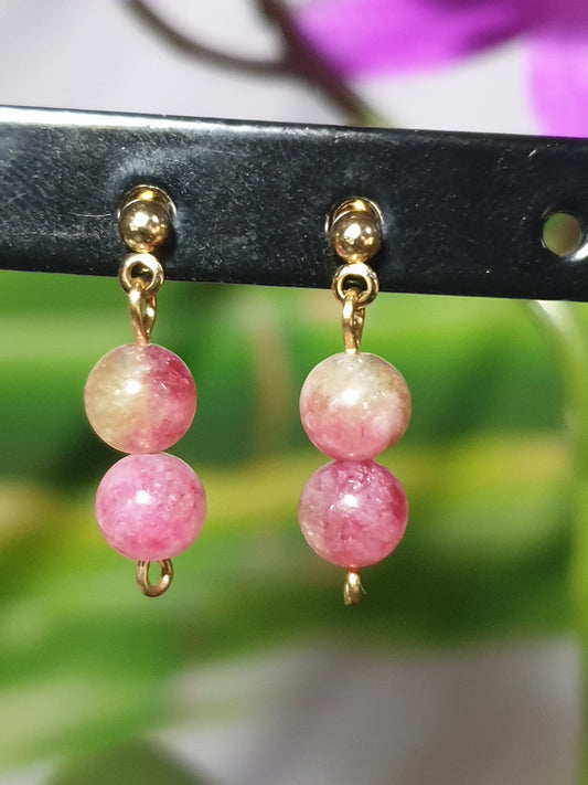 Boucles d'oreilles en tourmaline pastèque