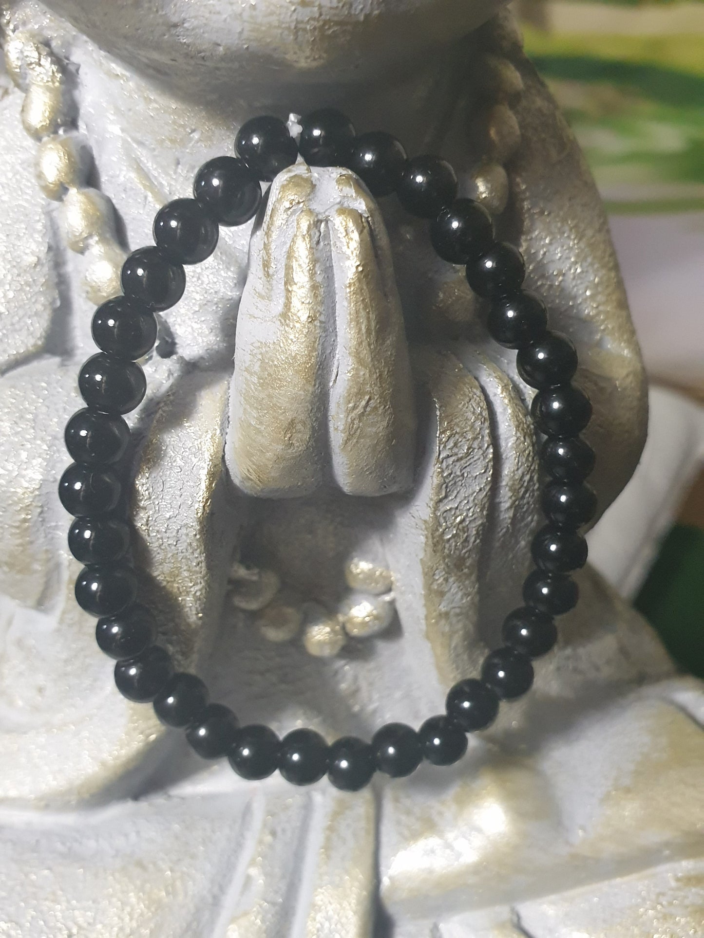 Bracelet Perles en Pierre Obsidienne