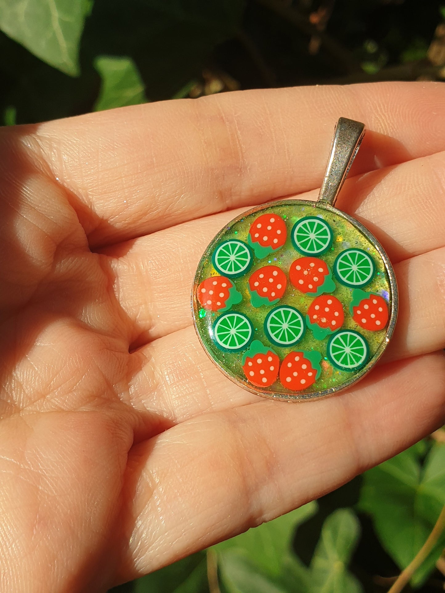 Pendentif Fraise citron vert