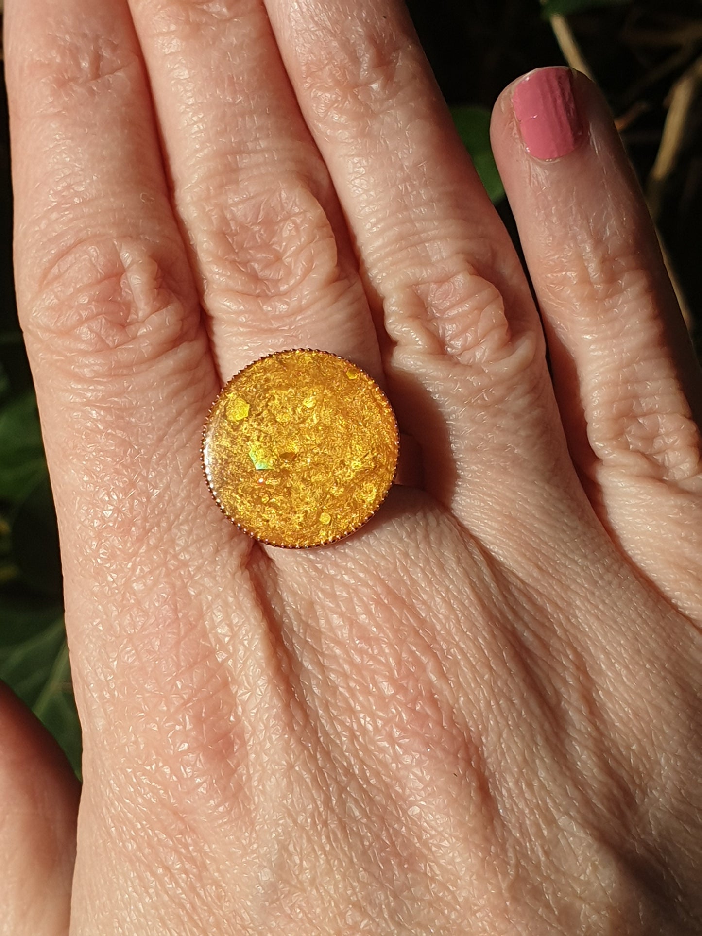 Bague ronde dorée jaune