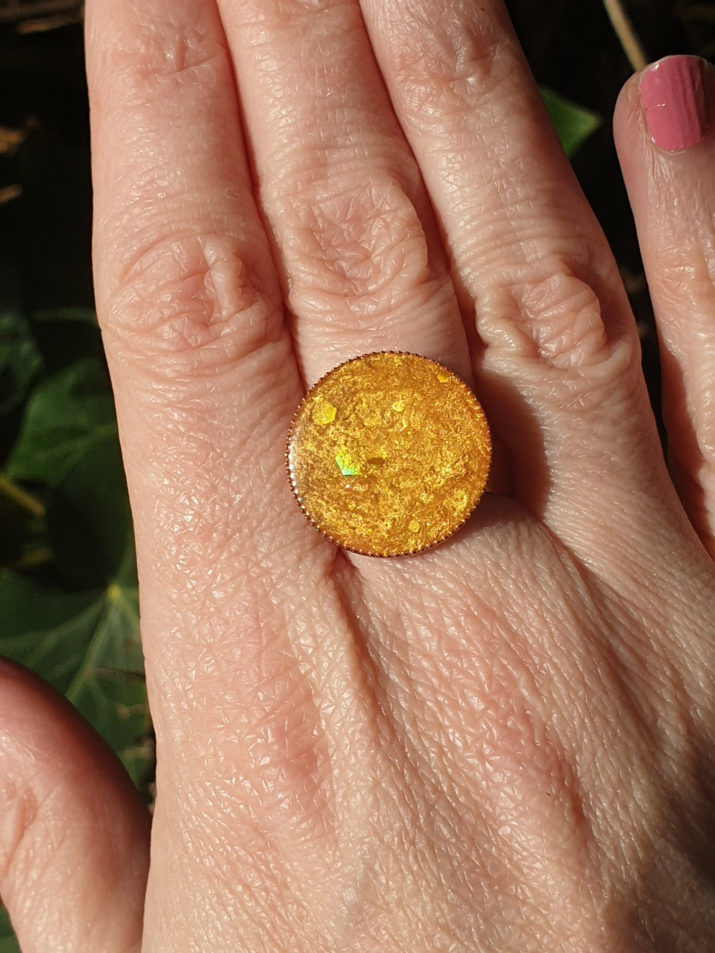 Bague ronde dorée jaune