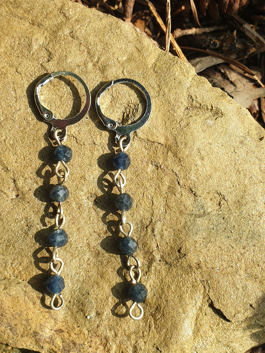 Boucles d'oreilles pierre Saphir, bleues